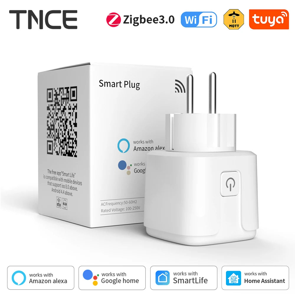 Zaarafy™ TNCE Tuya Smart Plug – WiFi & Zigbee 3.0, 16A/20A Power Monitor, Alexa Voice Control