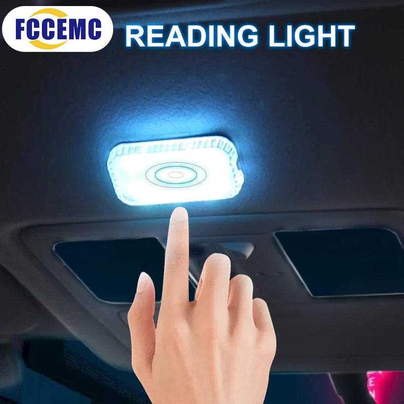 Zaarafy™ LED Touch Car Interior Light – Mini Wireless Ceiling Reading Lamp, USB Charging, Door & Trunk