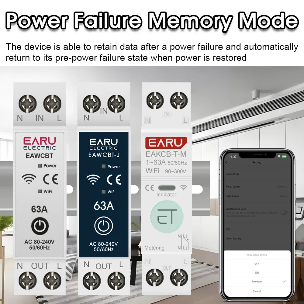 Zaarafy™ Tuya WiFi Smart Circuit Breaker – 63A 1P+N Timer, Energy Monitor, Voice Control Switch