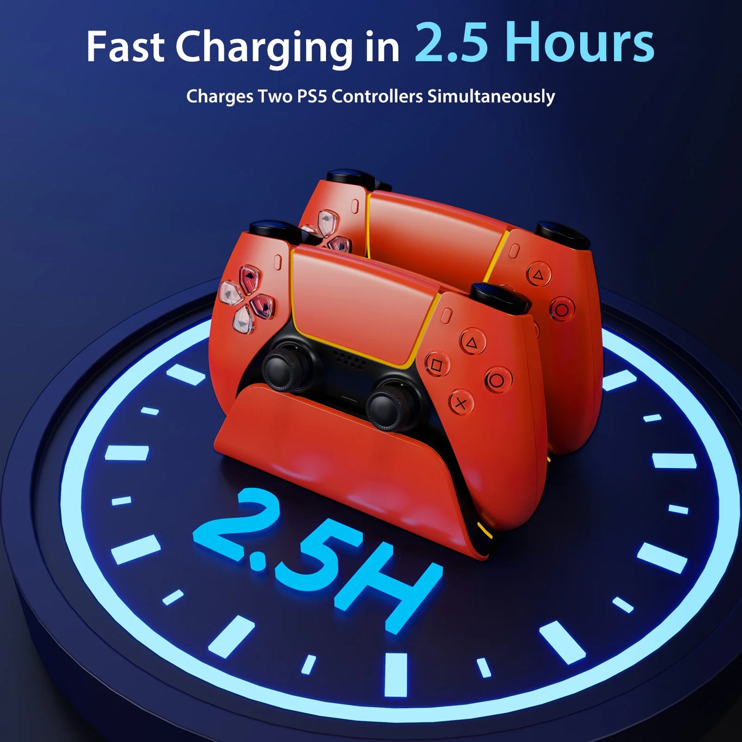 Zaarafy™ PS5 Dual Controller Fast Charging Dock – Wireless Gamepad Charger Stand