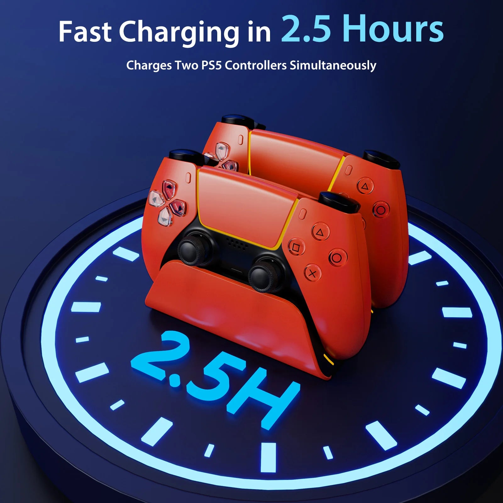 Zaarafy™ PS5 Dual Controller Fast Charging Dock – Wireless Gamepad Charger Stand