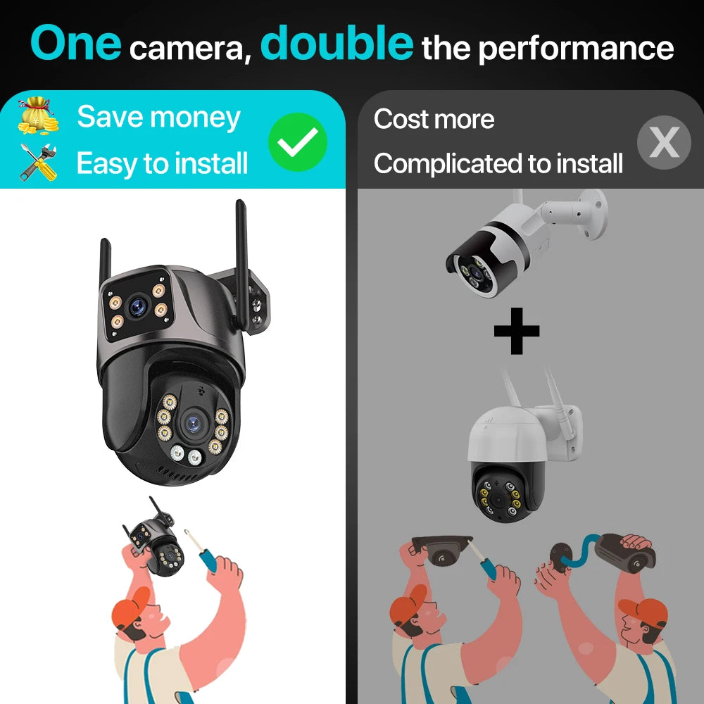 Zaarafy™ 4K 8MP WiFi PTZ Security Camera – Dual Lens, AI Auto Tracking, Outdoor CCTV