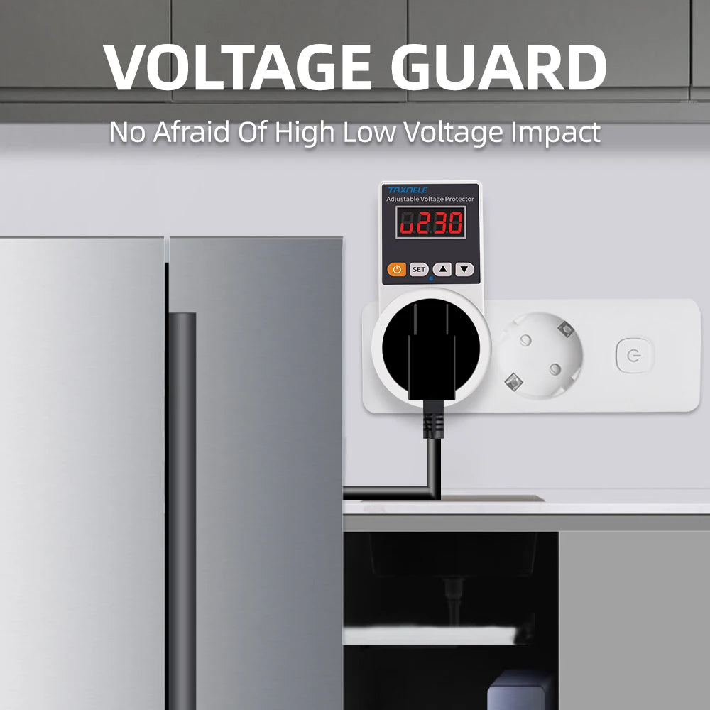 Zaarafy™ Automatic Voltage Protector Socket – 220V 16A Adjustable Surge Protector EU Plug for Refrigerator