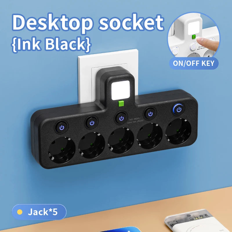 Zaarafy™ EU 4-Socket Outlet Extender with USB Type-C Ports – 2500W, CE Certified