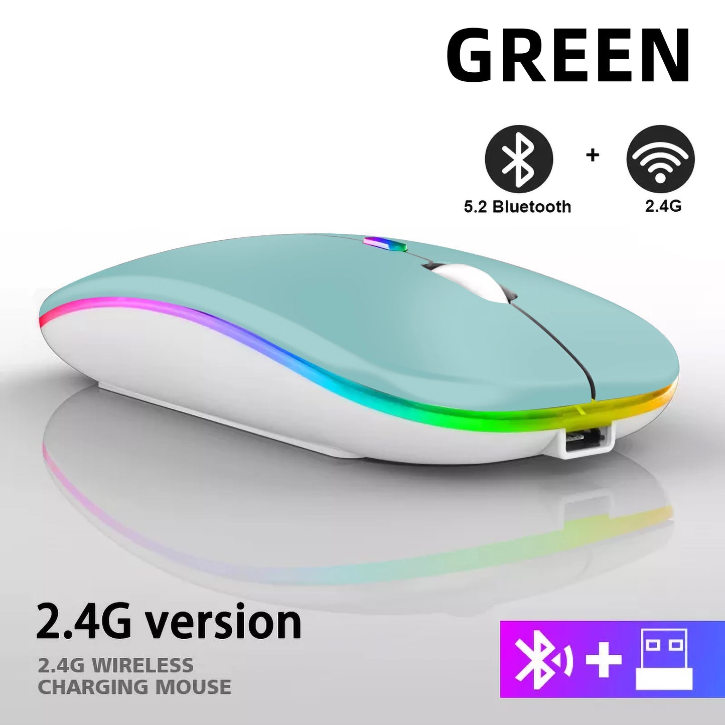 Zaarafy™ RGB Wireless Bluetooth Gaming Mouse – 1600 DPI, Rechargeable, Silent Click