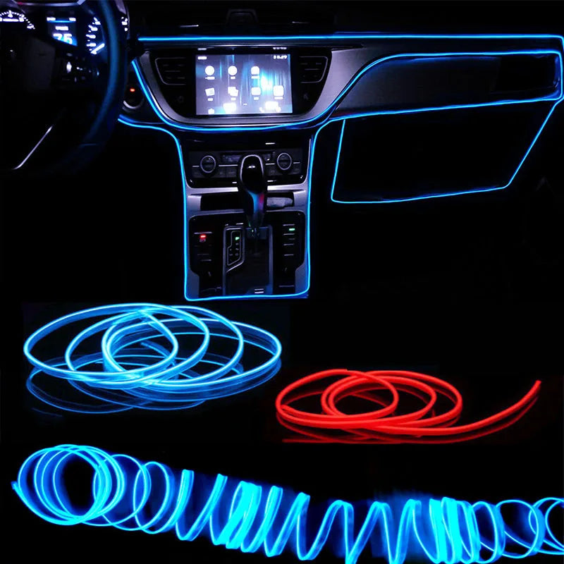 Zaarafy™ Car Interior EL Neon LED Strip – USB Powered, Flexible Ambient Light, 1M/3M/5M