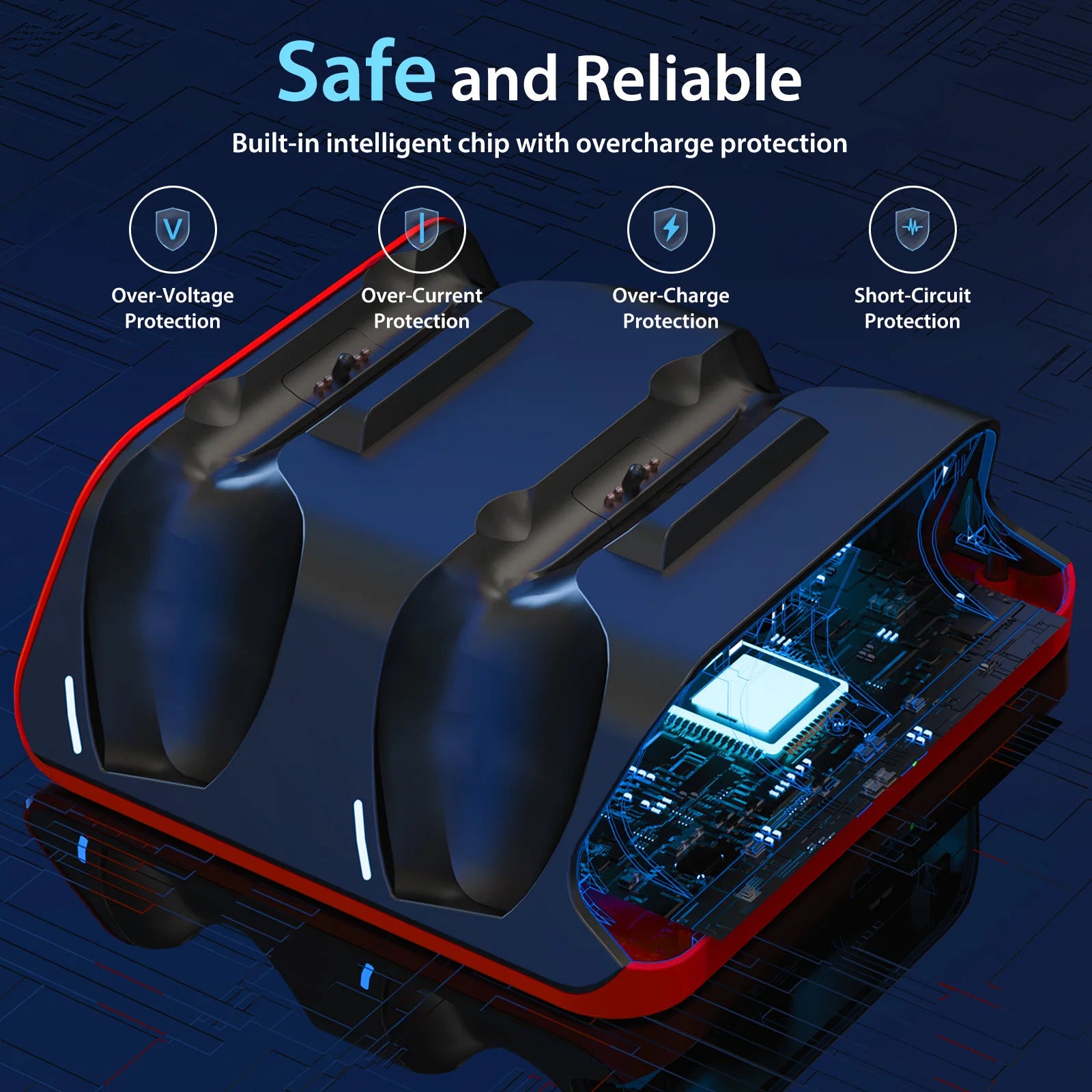 Zaarafy™ PS5 Dual Controller Fast Charging Dock – Wireless Gamepad Charger Stand