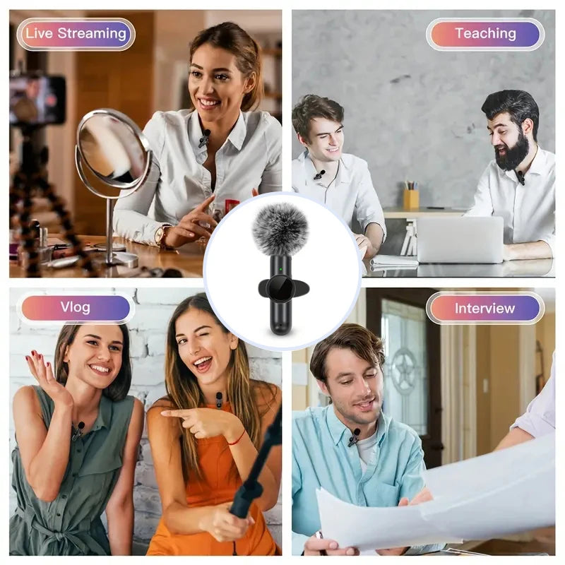Zaarafy™ Wireless Lavalier Microphone – Mini Clip-On Mic for iPhone, Android & Live Recording