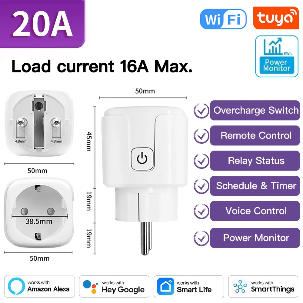 Zaarafy™ Tuya WiFi Zigbee Smart Socket EU – 16A Power Monitor, Alexa Compatible