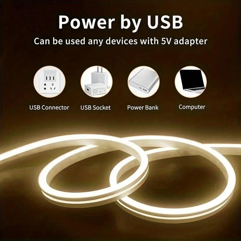 Zaarafy™ USB Neon LED Strip Light – DC 5V Dimmable Touch Sensor, Silicone Waterproof Room Decor