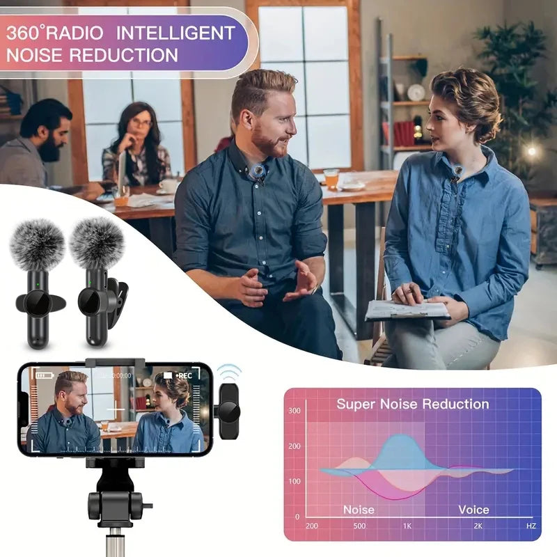 Zaarafy™ Wireless Lavalier Microphone – Mini Clip-On Mic for iPhone, Android & Live Recording