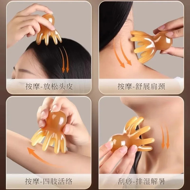 Zaarafy™ Octopus Head Acupressure Massager – Portable SPA Gua Sha Scalp Tool
