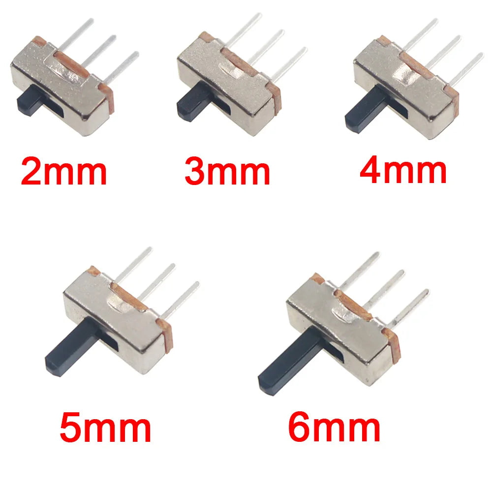 Zaarafy™ Mini Slide Switch SS12D00 – 20 Pcs, 3-Pin 1P2T, On/Off Toggle, 2mm–6mm Handle