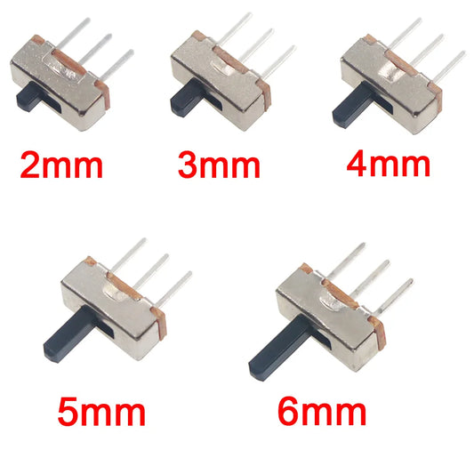 Zaarafy™ Mini Slide Switch SS12D00 – 20 Pcs, 3-Pin 1P2T, On/Off Toggle, 2mm–6mm Handle