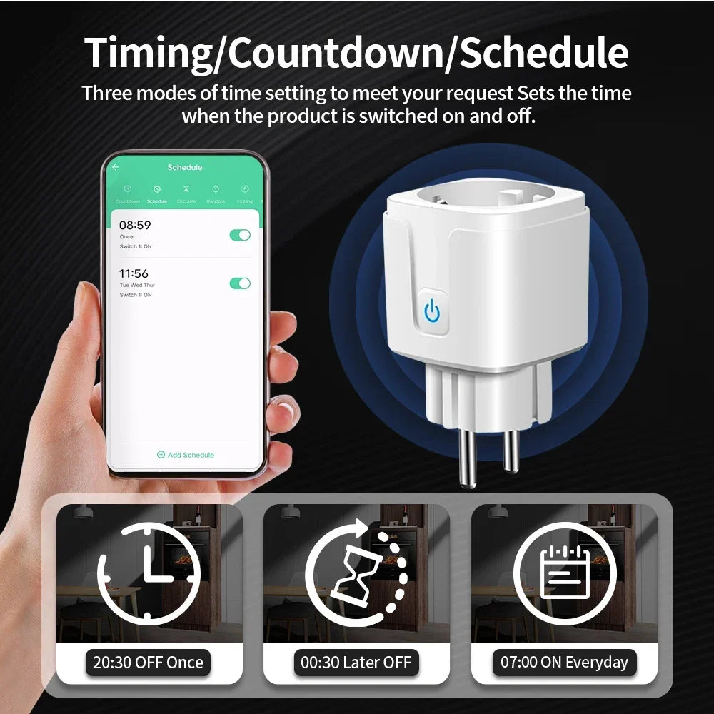 Zaarafy™ TNCE Tuya Smart Plug – WiFi & Zigbee 3.0, 16A/20A Power Monitor, Alexa Voice Control