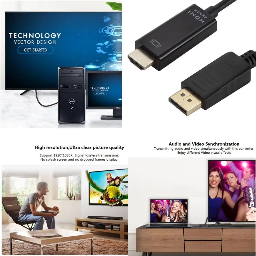 Zaarafy™ DisplayPort to HDMI Cable 4K – 1.8M DP to HD Adapter Male to Female for Monitor & Projector