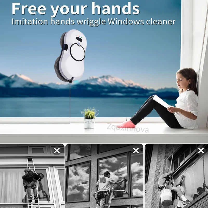 Zaarafy™ Smart Robot Window Cleaner – UPS Auto Vacuum Glass Washer, Electric Floor Mop