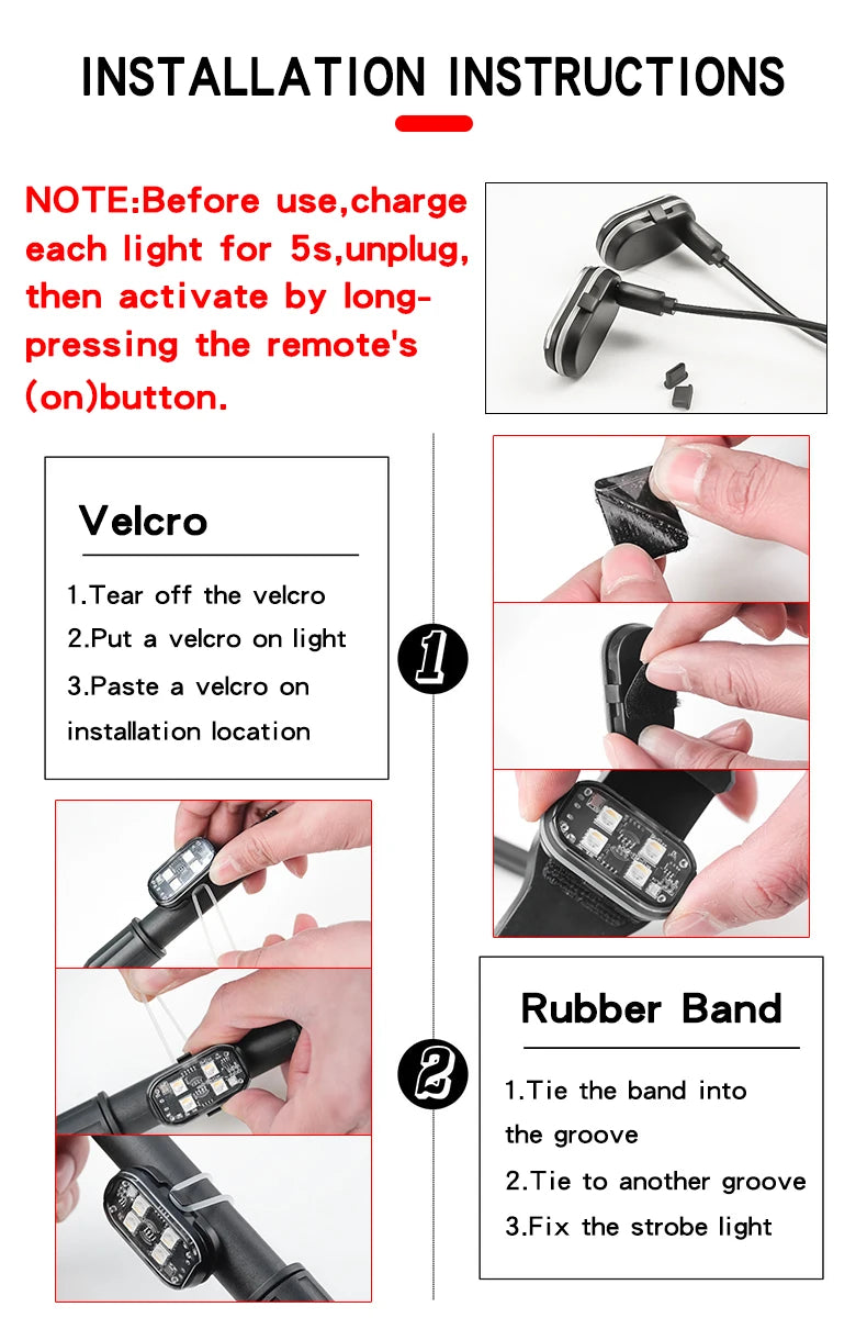 Zaarafy™ RGB LED Strobe Warning Light – Wireless Aircraft Flash Light, USB Rechargeable Motorcycle Light