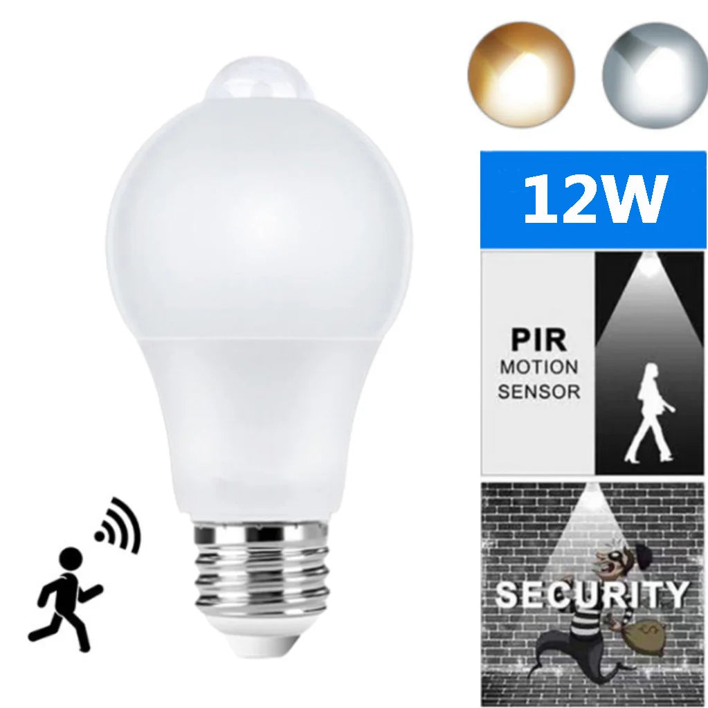 Zaarafy™ PIR Motion Sensor LED Bulb – 12W E27 Smart Auto ON/OFF Home & Stair Light