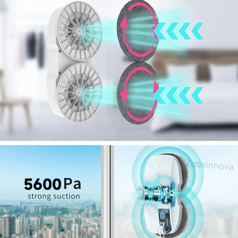 Zaarafy™ Smart Robot Window Cleaner – UPS Auto Vacuum Glass Washer, Electric Floor Mop
