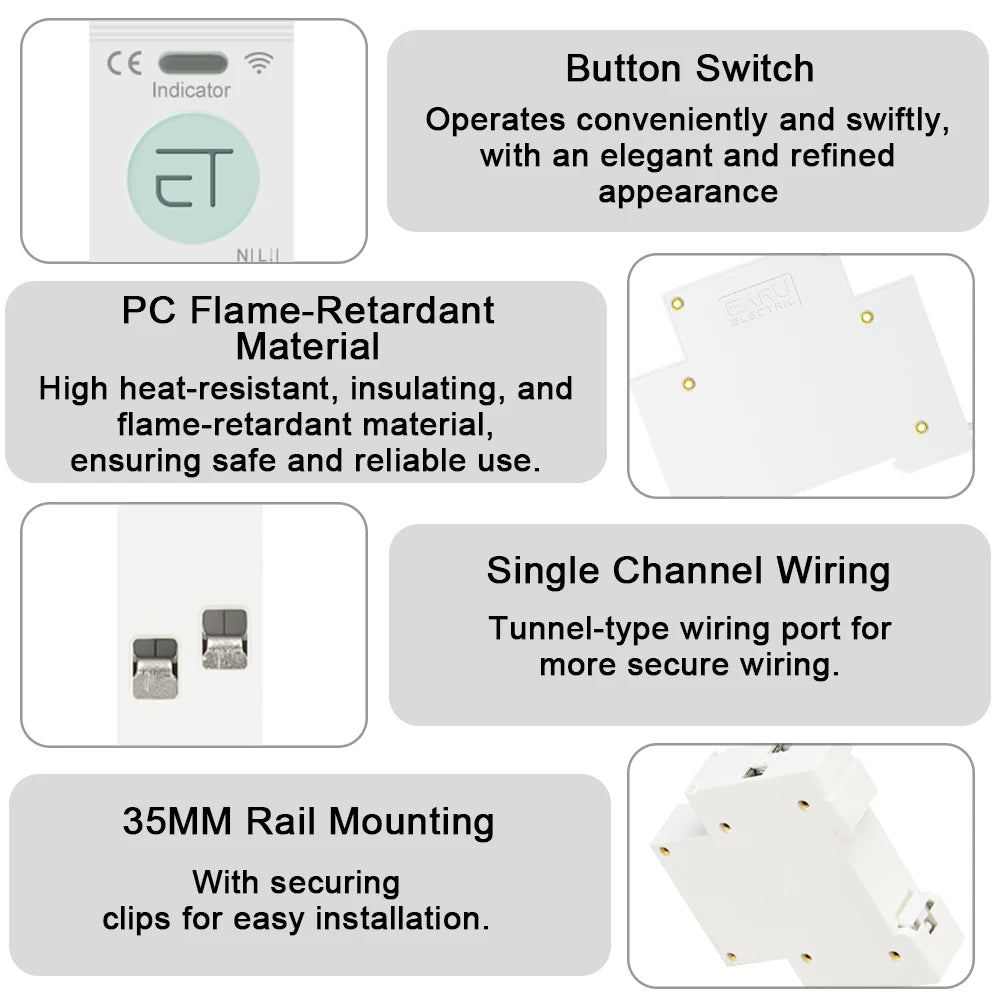 Zaarafy™ Tuya WiFi Smart Circuit Breaker – 63A 1P+N Timer, Energy Monitor, Voice Control Switch