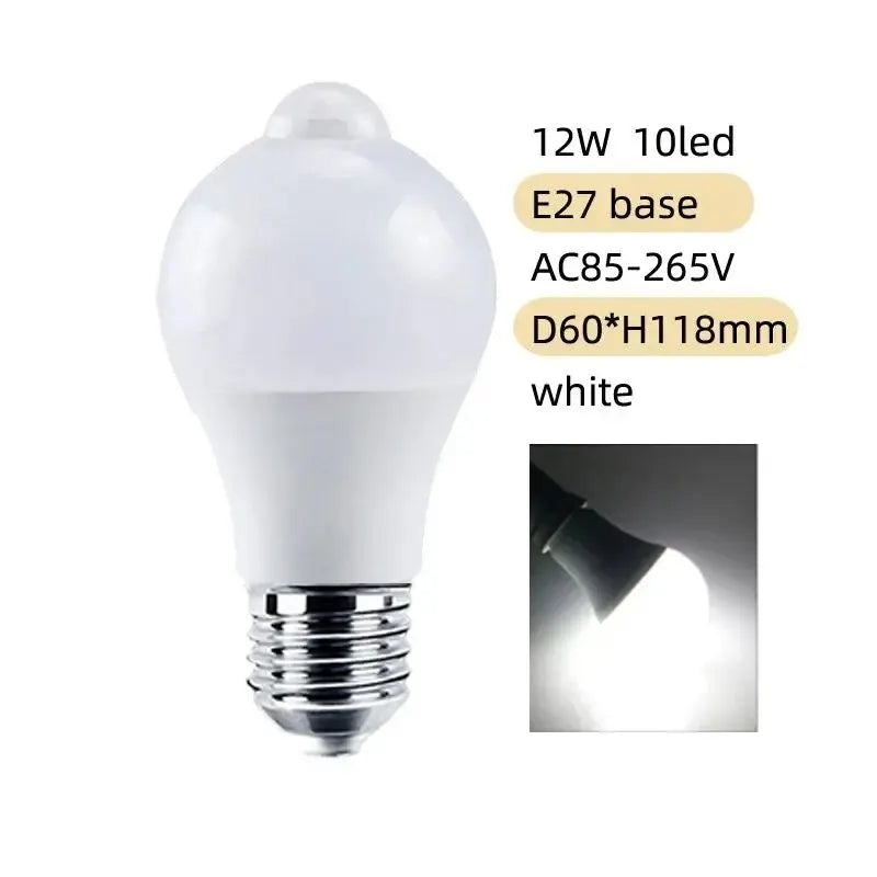 Zaarafy™ PIR Motion Sensor LED Bulb – 12W E27 Smart Auto ON/OFF Home & Stair Light