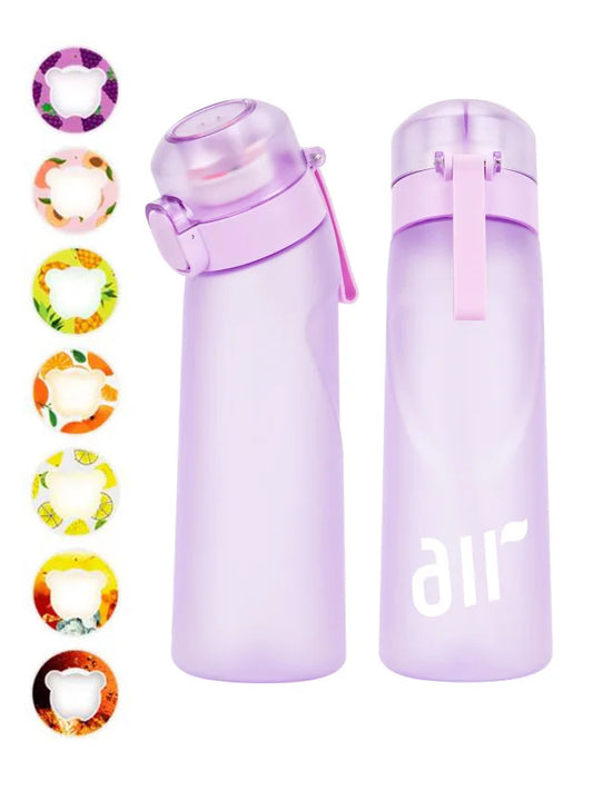 Zaarafy™ 800ml Scented Air Water Bottle – Fruit Flavor Pod, Straw, Flip Lid, Leak-Proof