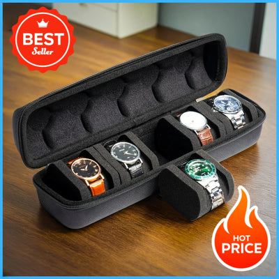 Zaarafy™ 5-Slot Luxury Travel Watch Case Organizer