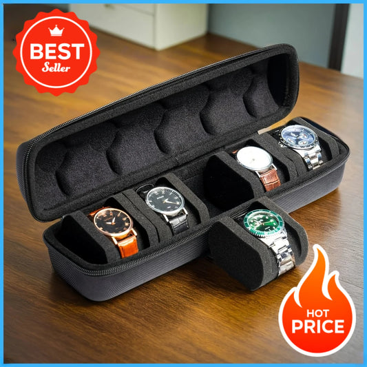 Zaarafy™ 5-Slot Luxury Travel Watch Case Organizer
