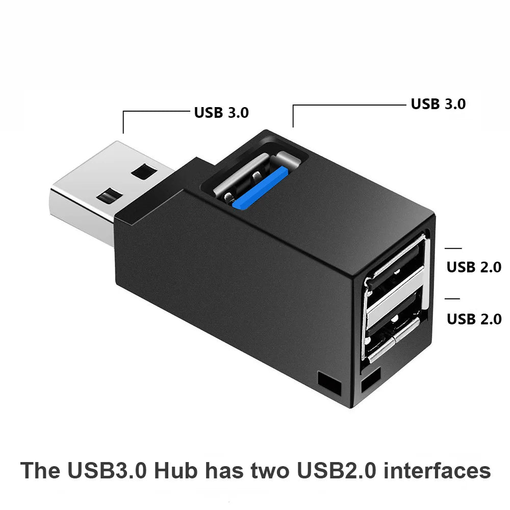 Zaarafy™ USB 3.0 Hub Mini Splitter – 1 to 3 Port High Speed Adapter for PC & Laptop