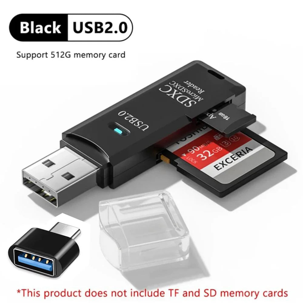Zaarafy™ USB Card Reader – Multi-Port SD/TF Card & USB Flash Drive Adapter, USB 2.0 & 3.0