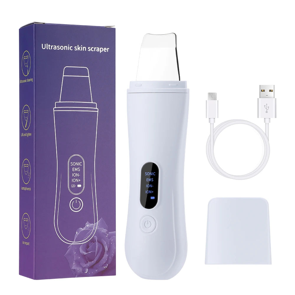 Zaarafy™ Ultrasonic Skin Scrubber Spatula – 4-Mode Ion Deep Facial Cleansing & Lifting Device
