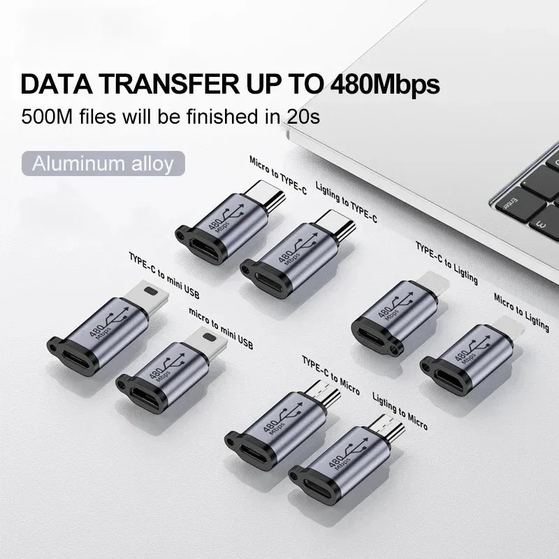 Zaarafy™ USB Connector Adapter – Type-C, Lightning, Micro USB & Mini USB Converter