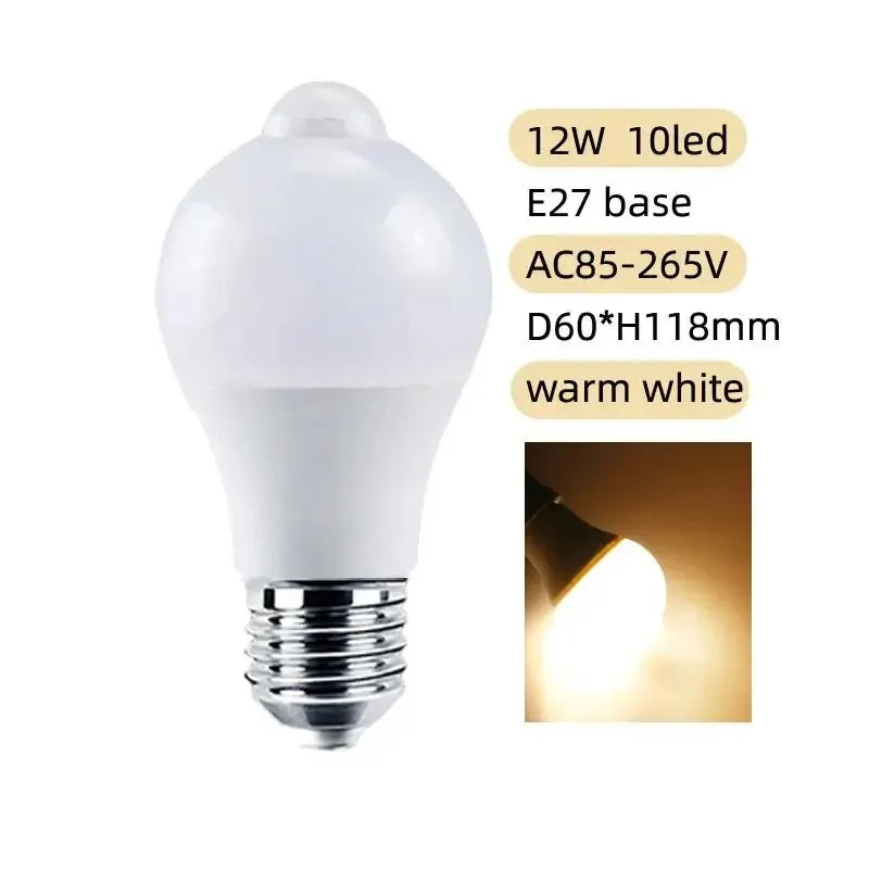 Zaarafy™ PIR Motion Sensor LED Bulb – 12W E27 Smart Auto ON/OFF Home & Stair Light