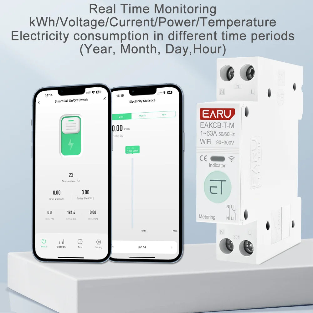Zaarafy™ Tuya WiFi Smart Circuit Breaker – 63A 1P+N Timer, Energy Monitor, Voice Control Switch