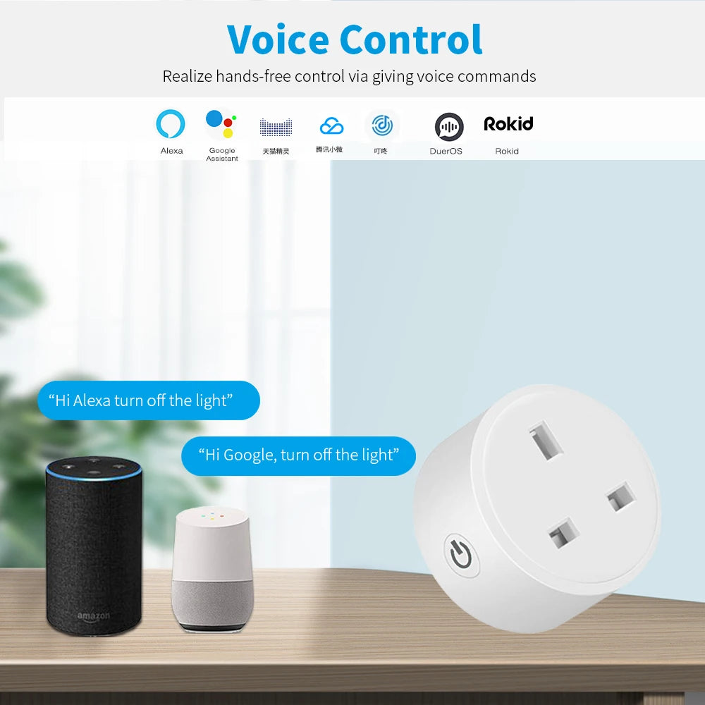 Zaarafy™ Tuya 20A Smart Socket UK Plug – WiFi, Alexa Voice Control, Energy Monitor & Timer