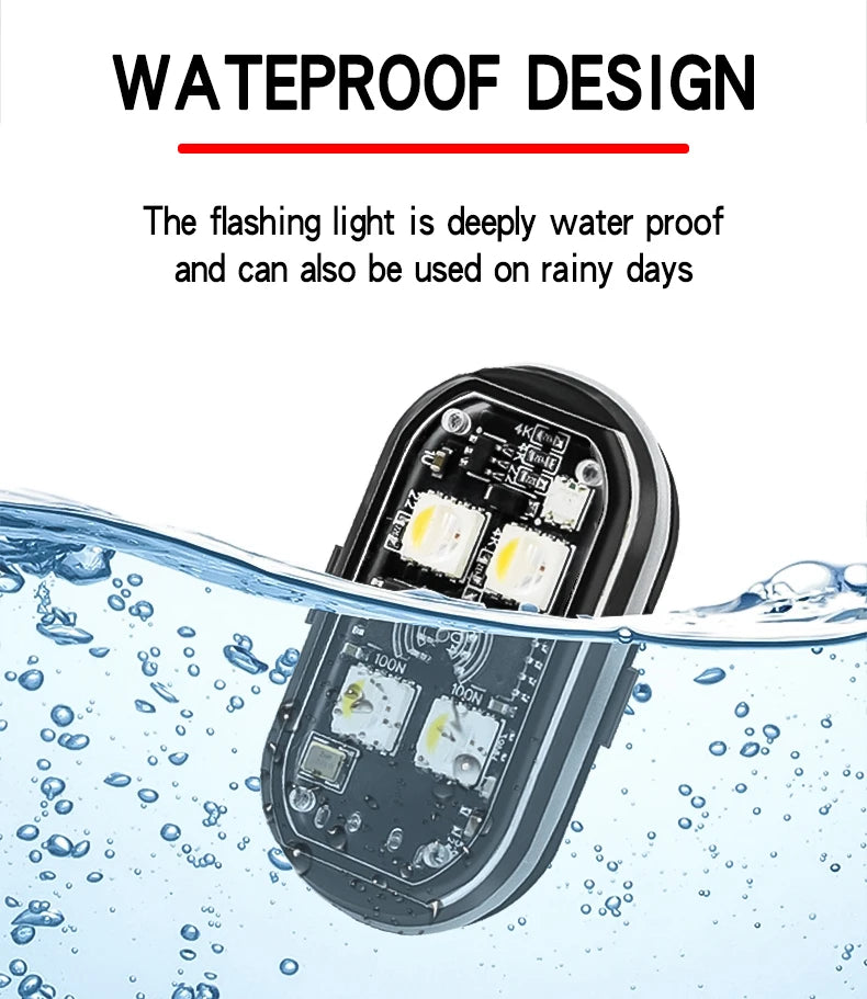 Zaarafy™ RGB LED Strobe Warning Light – Wireless Aircraft Flash Light, USB Rechargeable Motorcycle Light