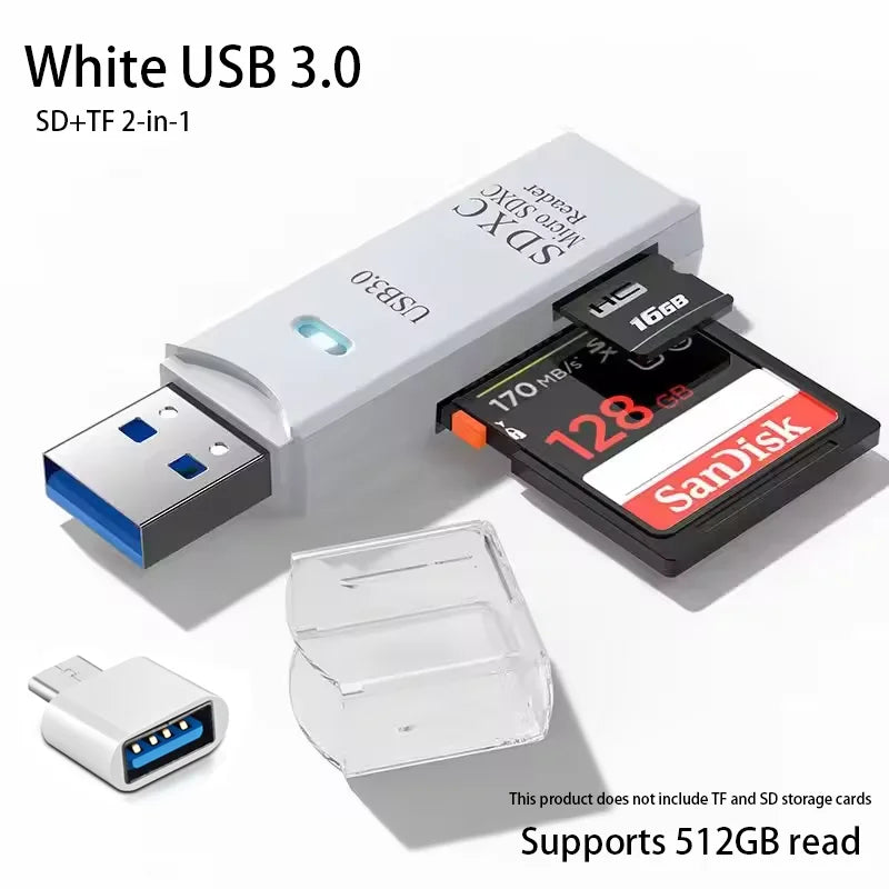Zaarafy™ USB Card Reader – Multi-Port SD/TF Card & USB Flash Drive Adapter, USB 2.0 & 3.0