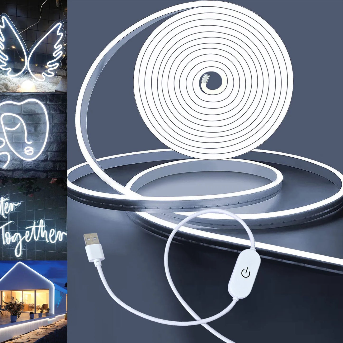 Zaarafy™ USB Neon LED Strip Light – DC 5V Dimmable Touch Sensor, Silicone Waterproof Room Decor