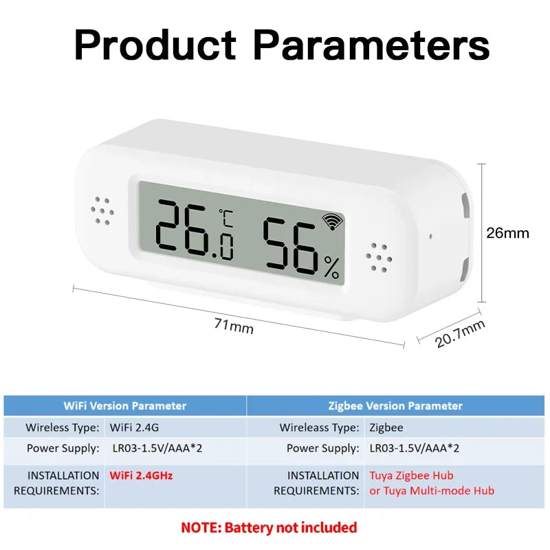 Zaarafy™ Tuya WiFi Zigbee Temperature & Humidity Sensor – Smart Hygrometer, Alexa & Yandex Compatible