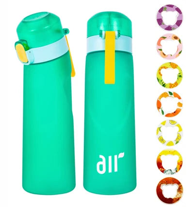 Zaarafy™ 800ml Scented Air Water Bottle – Fruit Flavor Pod, Straw, Flip Lid, Leak-Proof