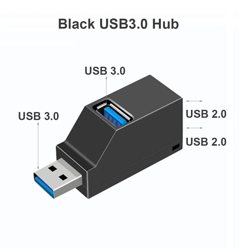 Zaarafy™ USB 3.0 Hub Mini Splitter – 1 to 3 Port High Speed Adapter for PC & Laptop