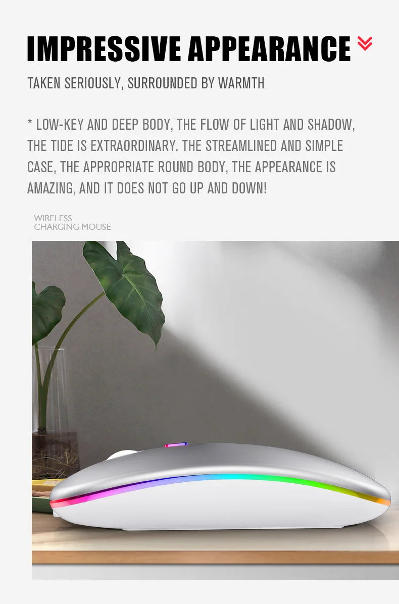 Zaarafy™ RGB Wireless Bluetooth Gaming Mouse – 1600 DPI, Rechargeable, Silent Click