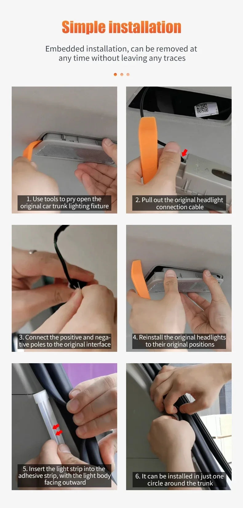Zaarafy™ Car Trunk Ambient LED Light Strip – Auto Sensing, Wiring-Free Interior Decoration
