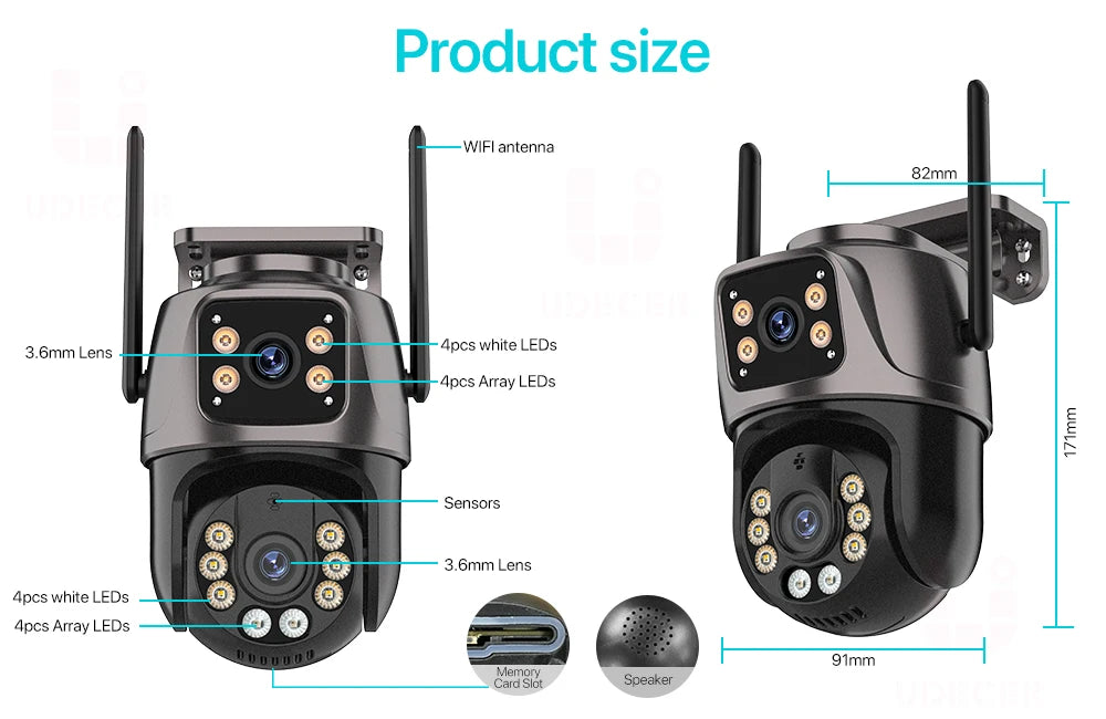 Zaarafy™ 4K 8MP WiFi PTZ Security Camera – Dual Lens, AI Auto Tracking, Outdoor CCTV