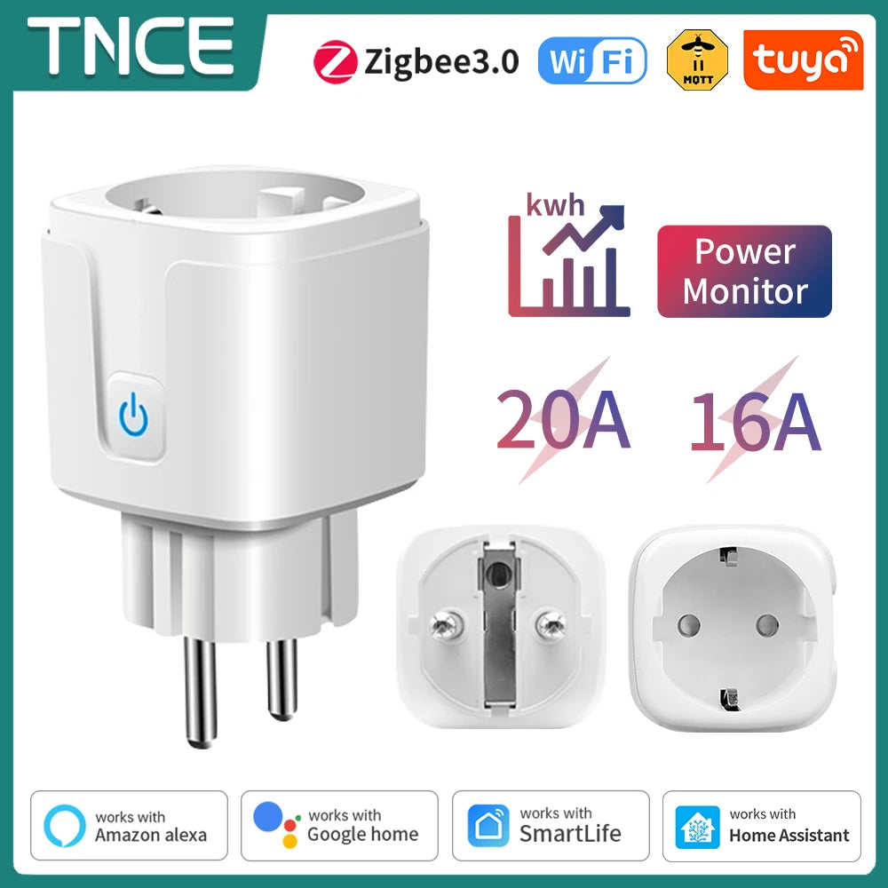 Zaarafy™ Tuya WiFi Zigbee Smart Socket EU – 16A Power Monitor, Alexa Compatible
