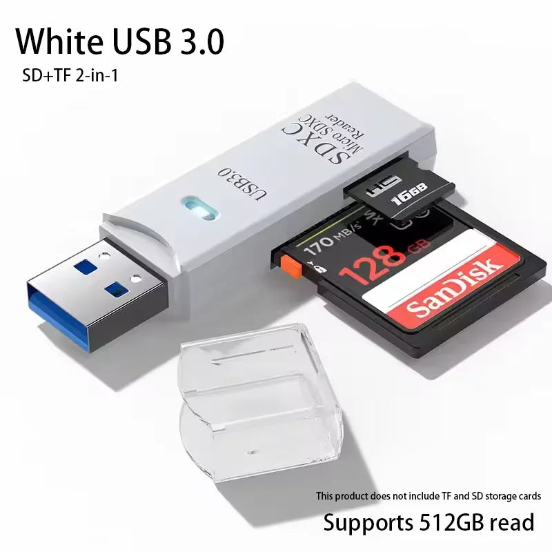 Zaarafy™ USB Card Reader – Multi-Port SD/TF Card & USB Flash Drive Adapter, USB 2.0 & 3.0