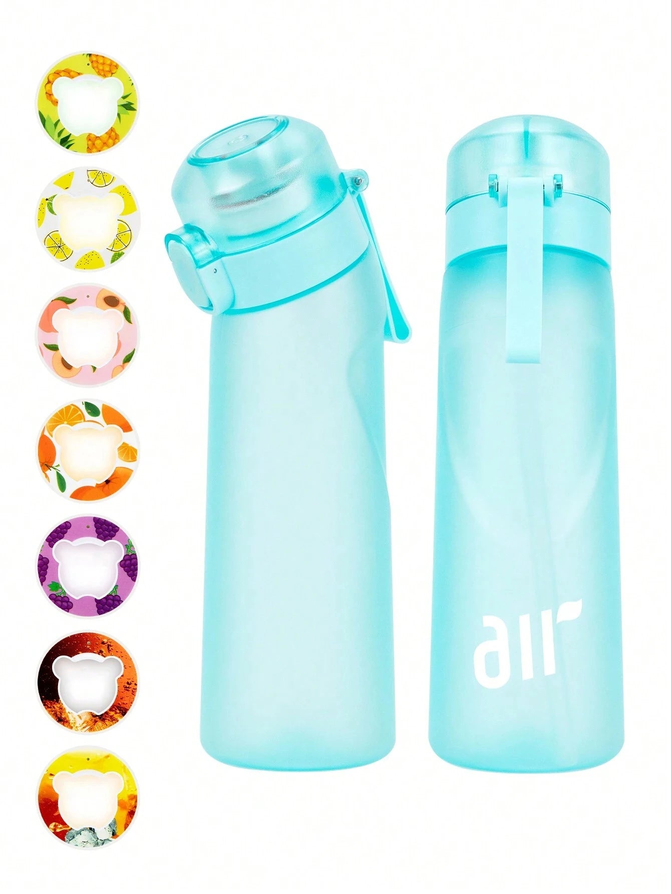 Zaarafy™ 800ml Scented Air Water Bottle – Fruit Flavor Pod, Straw, Flip Lid, Leak-Proof