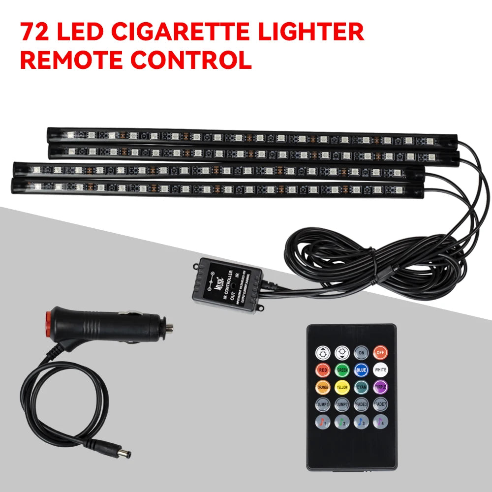 Zaarafy™ Car Interior RGB Neon Atmosphere Light – 36/48/72 LED, App & Remote Music Control