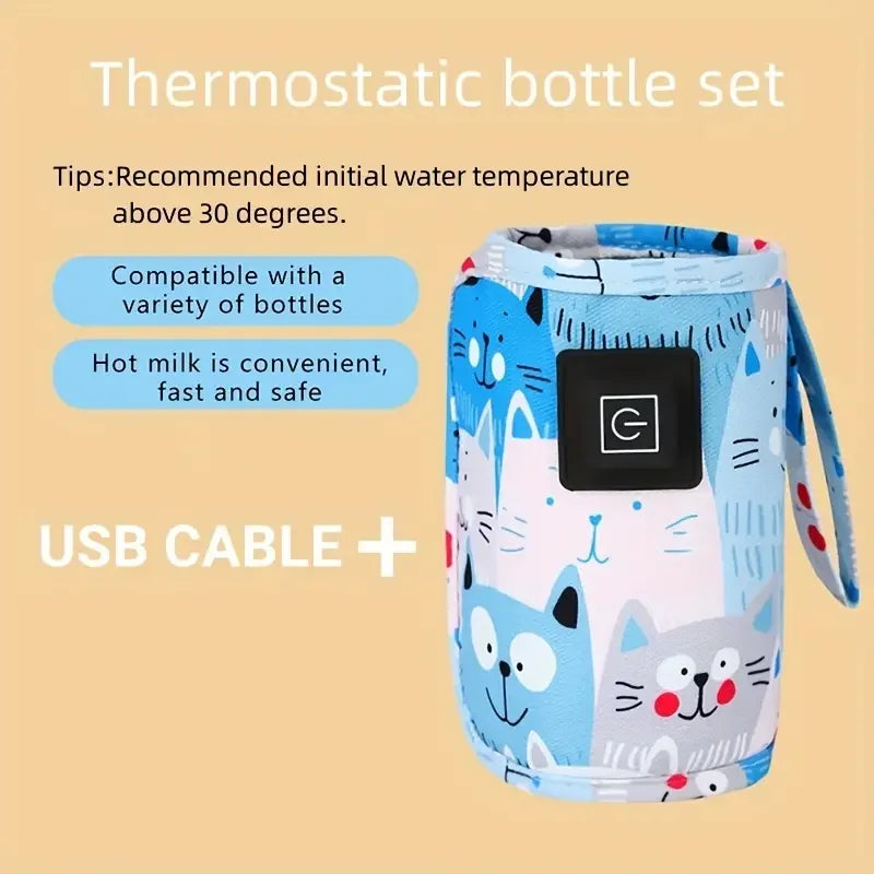 Zaarafy™ USB Portable Baby Bottle Warmer – Travel Stroller Insulated Bag, Nursing Bottle Heater